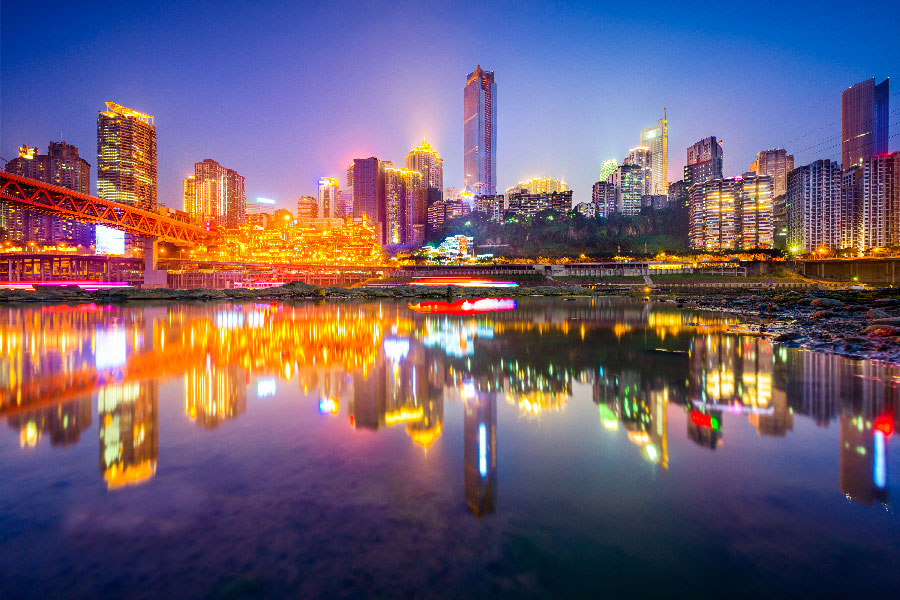 Ciudad de China en la noche.